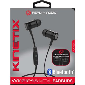 ReplayAudio Kinetix Magnetic Bluetooth Earbuds, Black