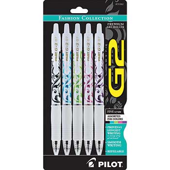 Pilot G2 Fashion Premium Gel Ink Pen, 0.7 mm, Assorted Ink, 5/PK