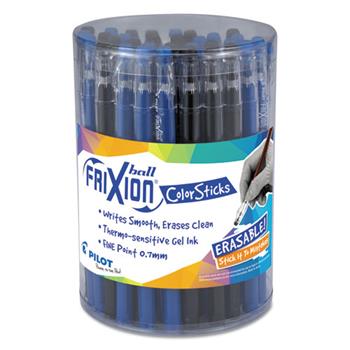 Pilot FriXion ColorSticks Erasable Gel Ink Pen, Fine, 0.7 mm, Blue/Black Ink, 36/PK
