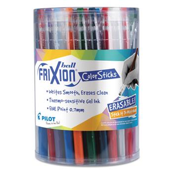 Pilot FriXion ColorSticks Erasable Gel Ink Pen, Fine, 0.7 mm, Assorted Ink, 36/PK