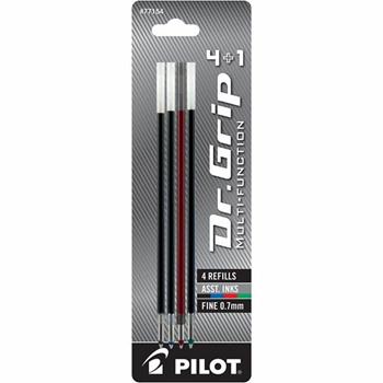 Pilot Dr. Grip 4 + 1 Multi-Function Refill, Fine point, Assorted Ink, 4/PK
