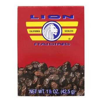 Lions Raisins Natural California Seedless Raisins, 1.5 oz., 36/CS