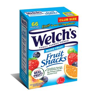 Welch&#39;s Fruit Snacks, Mixed Fruit 0.8 oz, 66/Box