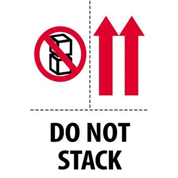 W.B. Mason Co. International Labels, Do Not Stack, 3 in x 4 in, Red, White and Black, 500/Roll