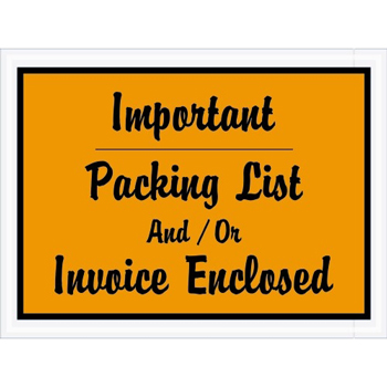 Tape Logic Important Packing List And/Or Invoice EncloseD Envelopes, 4 1/2&quot; x 6&quot;, Orange, 1000/CS