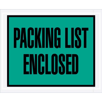 Tape Logic Packing List EncloseD Envelopes, 4 1/2&quot; x 5 1/2&quot;, Green, 1000/CS