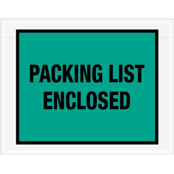 Tape Logic Packing List EncloseD Envelopes, 7&quot; x 5 1/2&quot;, Green, 1000/CS