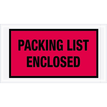 Tape Logic Packing List EncloseD Envelopes, 5 1/2&quot; x 10&quot;, Red, 1000/CS