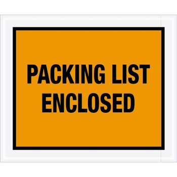 Tape Logic Packing List EncloseD Envelopes, 10&quot; x 12&quot;, Orange, 500/CS