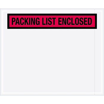 Tape Logic Packing List EncloseD Envelopes, 10&quot; x 12&quot;, Red, 500/CS