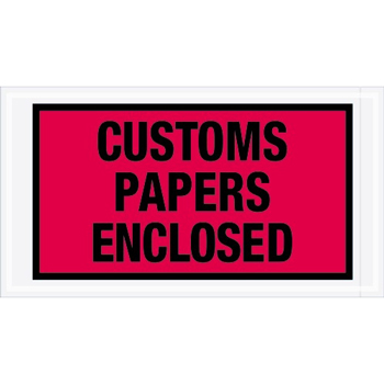 Tape Logic Customs Papers Enclosed Envelopes, 5 1/2&quot; x 10&quot;, Red, 1000/CS
