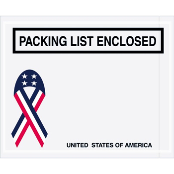 Tape Logic Packing List EncloseD Envelopes, U.S.A. Ribbon, 4 1/2&quot; x 5 1/2&quot;, Red/White/Blue, 1000/CS
