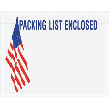 Tape Logic Packing List EncloseD Envelopes, U.S.A. Flag, 7&quot; x 5 1/2&quot;, Red/White/Blue, 1000/CS