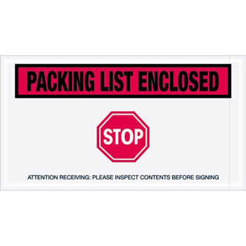 Tape Logic Packing List Enclosed - Stop&quot; Envelopes, 5 1/2&quot; x 10&quot;, Red, 1000/CS