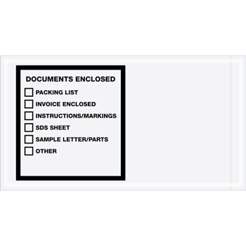 Tape Logic Transportation Envelopes, Documents Enclosed, 5 1/2&quot; x 10&quot;, Printed Clear, 1000/CS