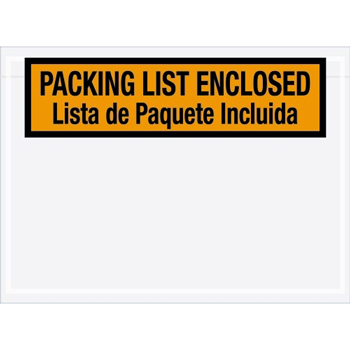 Tape Logic Bilingual Packing List Envelopes, 7 1/2&quot; x 5 1/2&quot;, Orange, 1000/CS