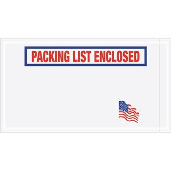Tape Logic Packing List EncloseD Envelopes, 5 1/2&quot; x 10&quot; U.S.A. Flag, Red/White/Blue, 1000/CS