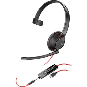 Poly Blackwire Corded Headset 5210, Mono, USB-A, 3.5 mm, PC, Mobile, Teams Certified