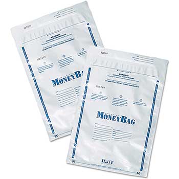 PM Company SecurIT Tamper-Evident Deposit Bags, 9 x 12, Plastic, White, 100 per Pack