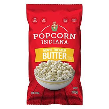 Popcorn Indiana Movie Theater Popcorn, Butter, 3 oz, 6 Bags/Case