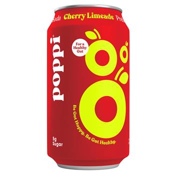 Poppi Cherry Limeade Prebiotic Soda, 12 oz, 12 Cans/Pack