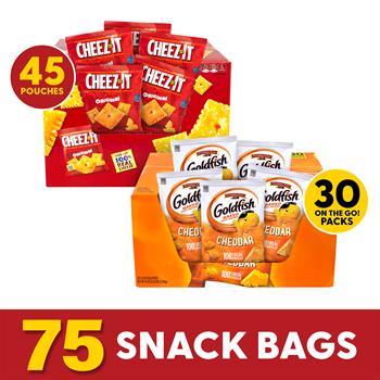 Goldfish Baked Snack Crackers and Sunshine Cheez-It Variety Pack, 1.5 oz, 75 Bags/Pack