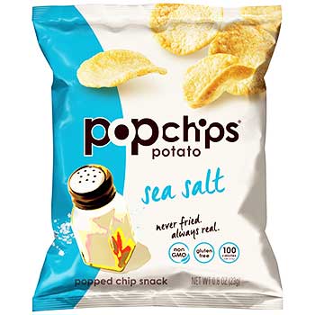 popchips Potato Chips, Sea Salt, 0.8 oz. Bag, 24/CS