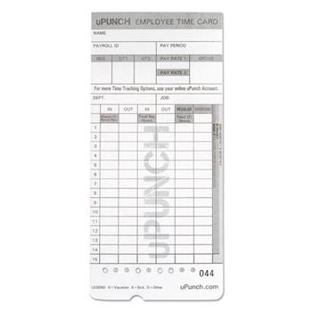 uPunch Time Card for uPunch, HN2000, HN4000, HN4600 Bundle, 100/Pk