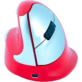 R-Go Tools HE Sport Bluetooth Vertical Ergo Mouse, Medium, Left Hand Only, Red