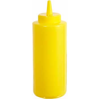 Winco 12 oz.  Yellow Squeeze Bottles, Wide Mouth, 6/PK