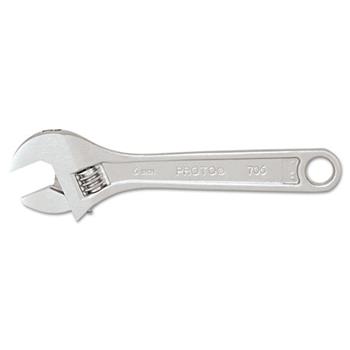 PROTO Adjustable Wrench, 6&quot; Long, 15/16&quot; Opening, Satin Chrome