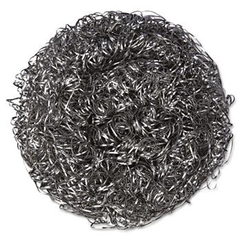 Kurly Kate Stainless Steel Scrubber, Large, 4 x 1 1/2, Steel Gray, 12/Carton