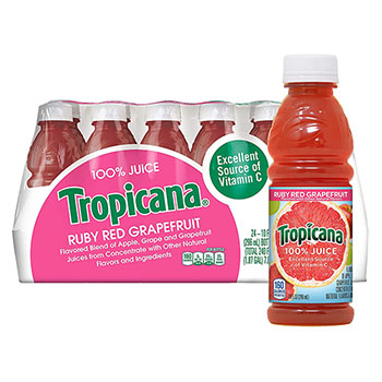 Tropicana 100% Juice, Ruby Red Grapefruit, 10 oz. Bottle, 24/CT