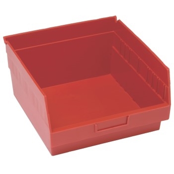 Quantum Storage Systems Store-More Bins, 11-5/8&quot; x 11-1/8&quot; x 6&quot;, Red, 8/CT