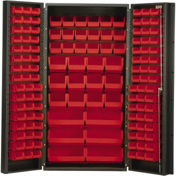 Quantum Storage Systems All-Welded Bin Cabinet, Red, 132 Bins