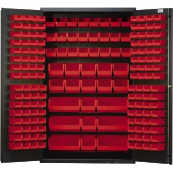 Quantum Storage Systems All-Welded Bin Cabinet, Red, 171 Bins