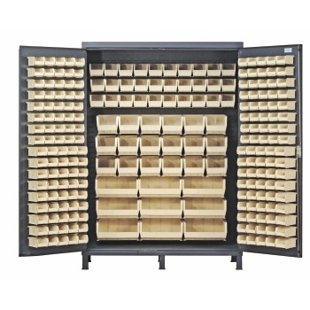 Quantum Storage Systems All-Welded Bin Cabinet, Ivory, 227 Bins