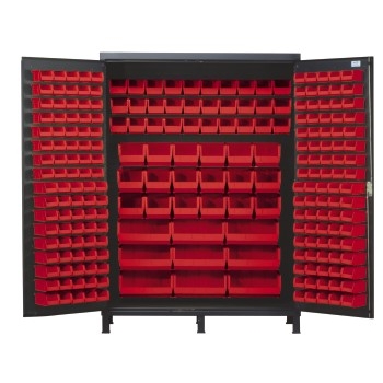 Quantum Storage Systems All-Welded Bin Cabinet, Red, 227 Bins