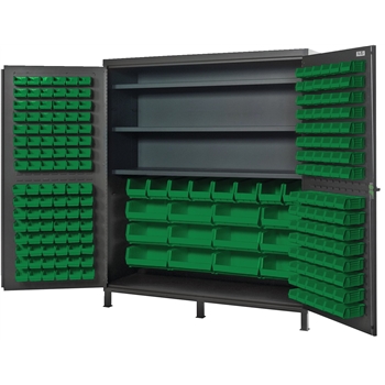 Quantum Storage Systems All-Welded Bin Cabinet, Green, 212 Bins