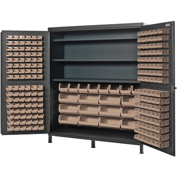 Quantum Storage Systems All-Welded Bin Cabinet, Ivory, 212 Bins
