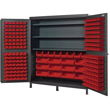 Quantum Storage Systems All-Welded Bin Cabinet, Red, 212 Bins