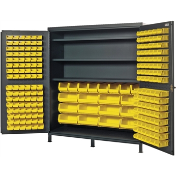 Quantum Storage Systems All-Welded Bin Cabinet, Yellow, 212 Bins