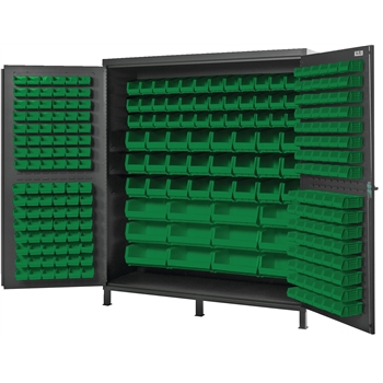Quantum Storage Systems All-Welded Bin Cabinet, Green, 264 Bins