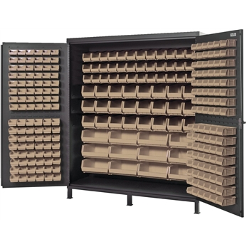 Quantum Storage Systems All-Welded Bin Cabinet, Ivory, 264 Bins