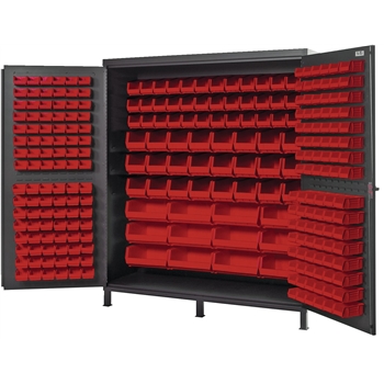 Quantum Storage Systems All-Welded Bin Cabinet, Red, 264 Bins