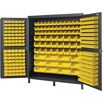 Quantum Storage Systems All-Welded Bin Cabinet, Yellow, 264 Bins