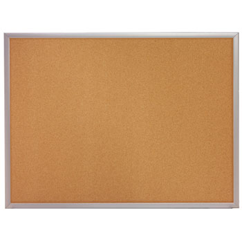 Mead Cork Bulletin Board, Natural Cork/Fiberboard, 4 x 6, Aluminum Frame