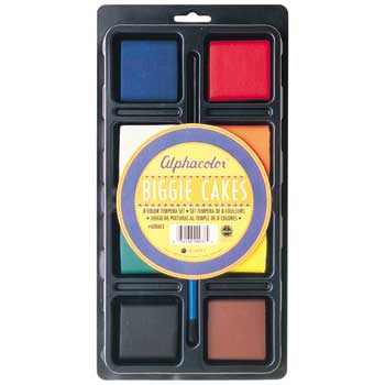 Quartet Alphacolor Concentrated Tempera Biggie Cake Tray Set, 8 Assorted Colors