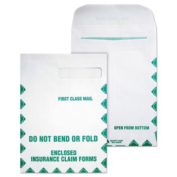 Quality Park Redi-Seal Insurance Envelope, First Class, Side Seam, 9 x 12 1/2, White, 100/Box
