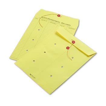 Quality Park™ Colored Paper String &amp; Button Interoffice Envelope, 10 x 13, Yellow, 100/Box
